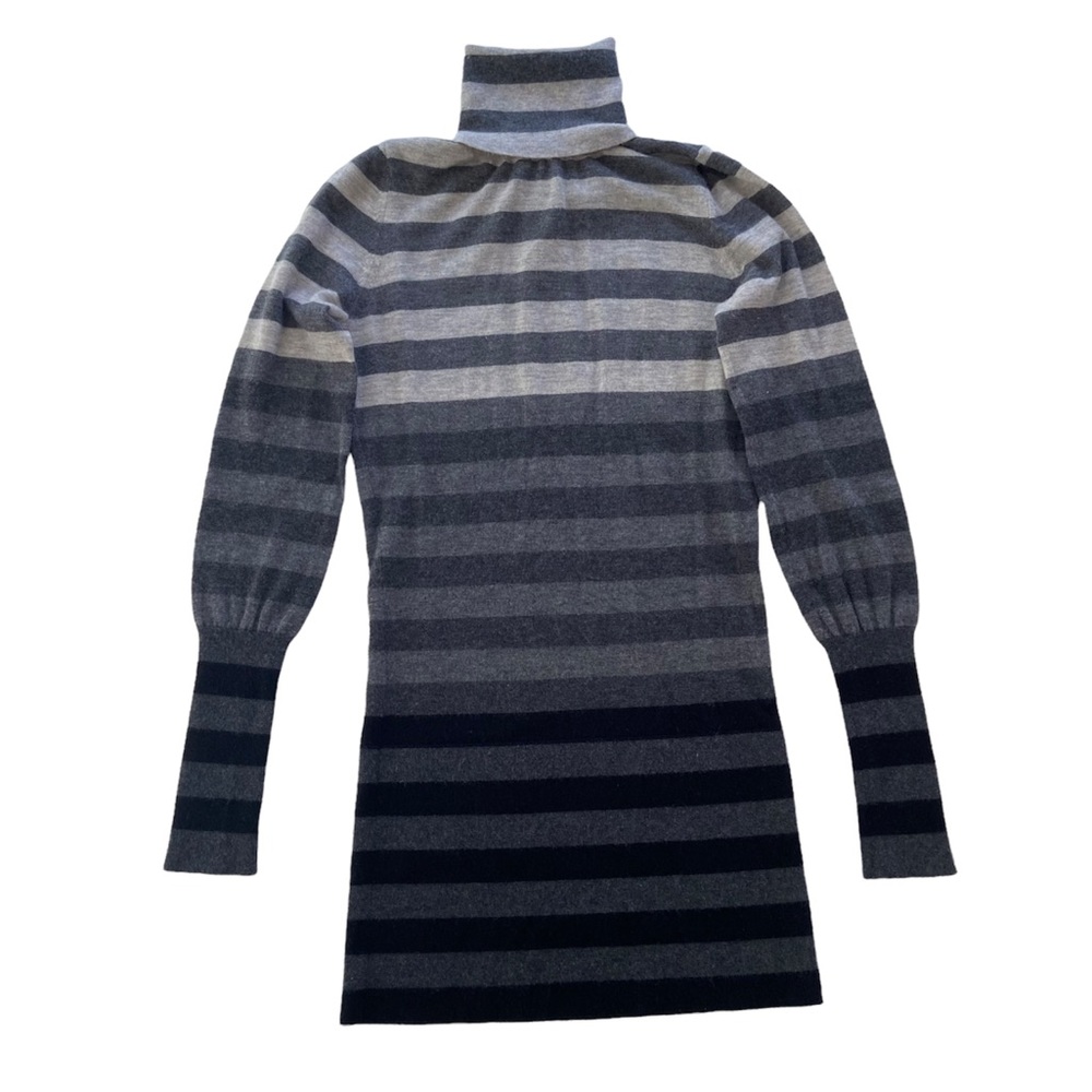 Autumn Cashmere 100% Pure Cashmere Striped Turtleneck Bodycon Sweater - XS